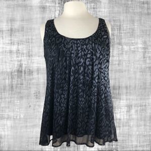 Blue Sketch Metallic Print Tank